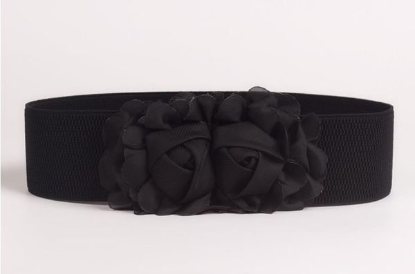

мода новых женщины камербанд горячего большого цветок шнурок упругого bow cummerbunds широкой stretch браун waistband талия ремни студенты д, Black;brown