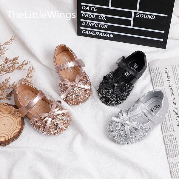 

super perfect rhinestone bow children's shoes new girls' princess shoes in spring 2020 super soft and comfortable t200709, Black;red