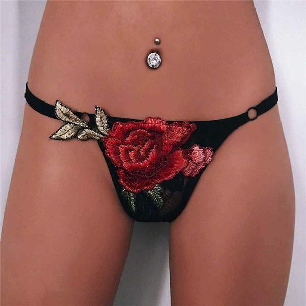 

women's lace floral v-string briefs panties thongs g-string lingerie underwear, Black;pink