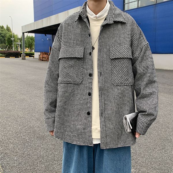 

2021 new jaqueta masculina outono inverno novo fino slida grande bolso de veludo solto personalidade juventude roupa 4742, Black;brown