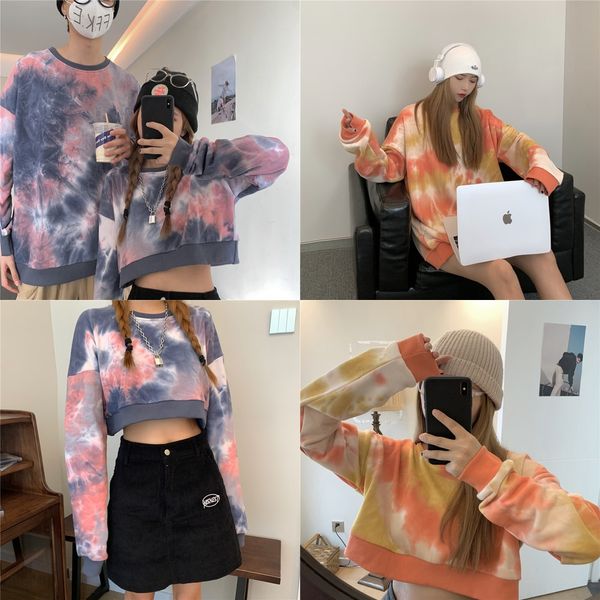 

new short and long style high street style tie dyed sanitary clothes for vests men and women in early autumn 2020 jdbqd, Black
