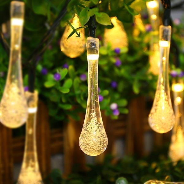 

6m 30led solar droplet bulb string lights outdoor waterproof christmas garden light lawn courtyard solar lamp decoration swy bbypcb lg2010