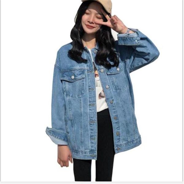 

women's jackets bf style women denim jacket autumn spring 2021 vintage harajuku coat female loose jeans lady button overcoat h306, Black;brown
