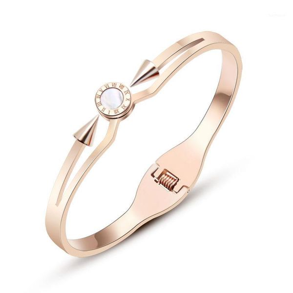 

fashion stainless steel jewelry with white shell wedding jewelry gold/silver plated open women bangle & bracelet for women1, Black