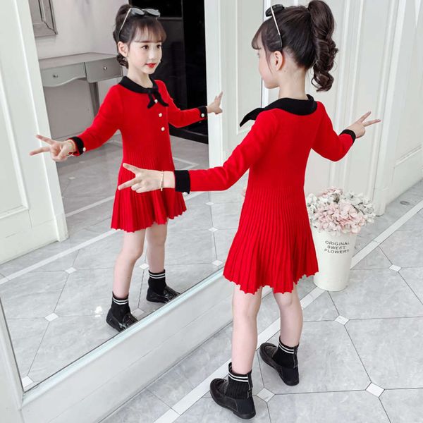 

autumn drs 2020 new college girls' sle knitted princs skirt, Red;yellow