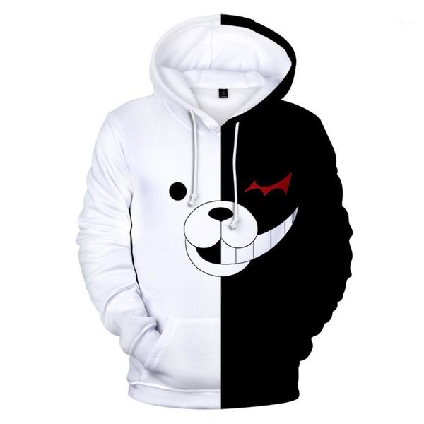 

aikooki monokuma 3d hoodie men/women fashion casual funny sweatshrit 3d print monokuma mens hoodies, Black