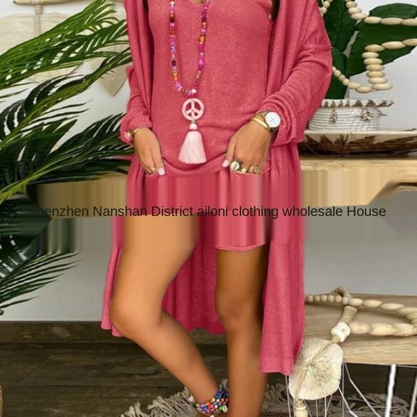 

wo283 set2020 new three knitting leisure women's autumn autumn threega4ik three-piece set2020 women's new leisure knitting three p, Gray