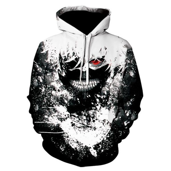 

2020 new tokyo ghoul hoodies mens hooded pullovers ken kaneki printed male hoody 3d printing hooded sweatshirts, Black