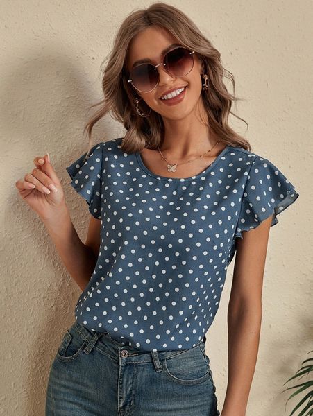 

polka dot cut out back blouse z9av#, White