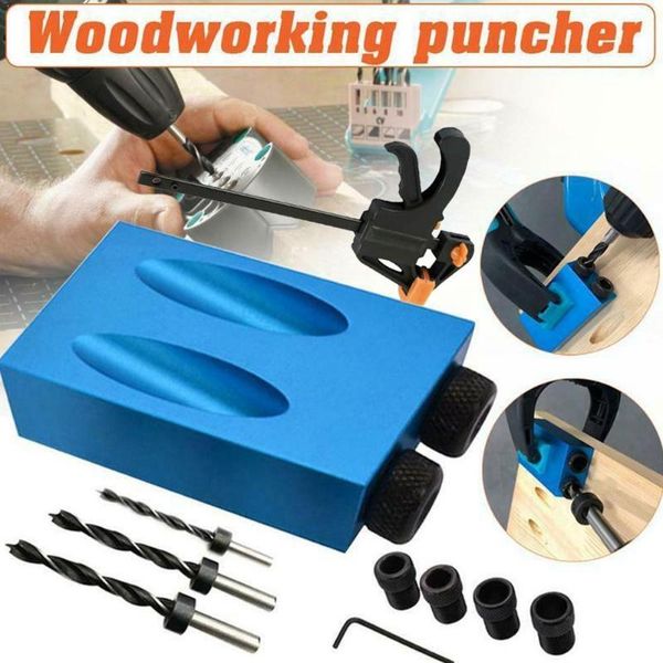 

oblique hole locator drill bit 14pcs/ 9pcs woodworking diy angle drill hole tool puncher guide jig pocket set carpentr g5d3