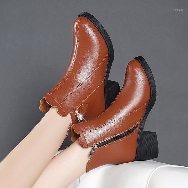 

boots plus size 35-51 nice elegant ankle women autumn pu leather orange shoes woman high heels female formal pants rain boot1, Black