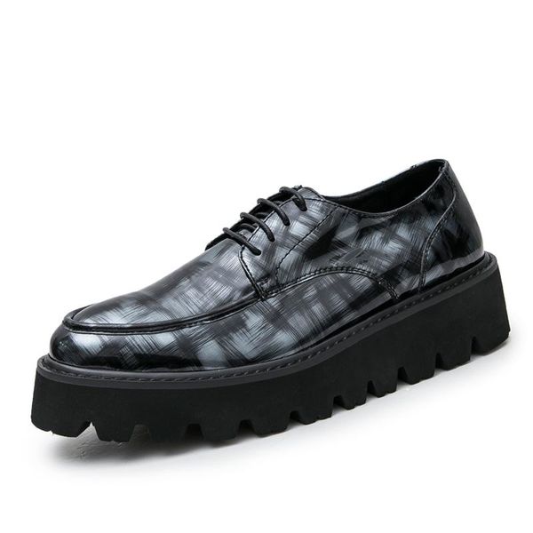 

eshine guss new spring and fall platform shoes men's thick bottom korean version of the fashion increased 5 cm shoes, Black