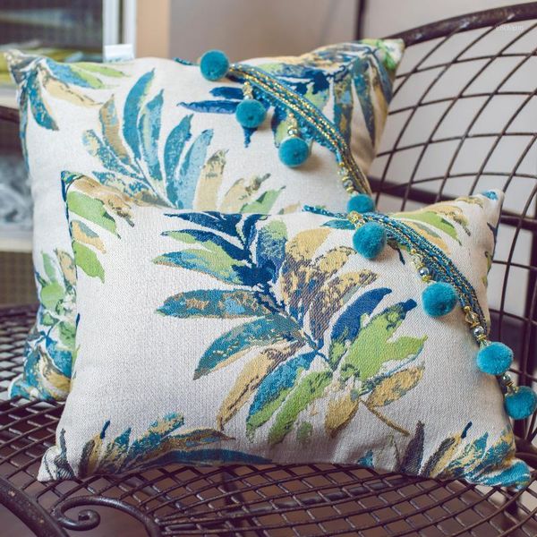 

30x50/45/60/70cm american plants cushion cover pillowcase cotton linen colorful hair balls fringe throw pillow cover backrest1