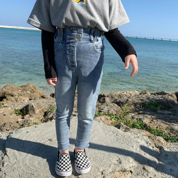 

jeans 2021 arrival girls fashion skinny kids denim pants baby girl, Blue