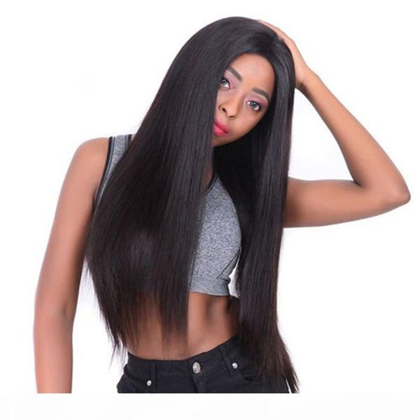 

150% u part wig human hair wigs for women preplucked with baby hair malaysia straight wig remy hair 4*4 lace front wig, Black;brown