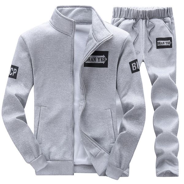 

2021 new men set clothing cotton casual sportswear tracksuits sweatshirt gyms hoodies+pants sets hombre autumn winter fleece 2pcs x8ot, Black
