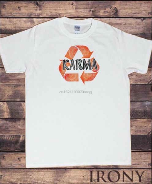 

mens t-shirt karma meditation - karma goes around refresh print ts11041, White;black