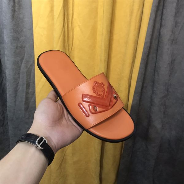 

slippers marca fashion women men 2020 new leather cowhide flat flip flop sandals beach shoes with dust bag paris luxurys, Black