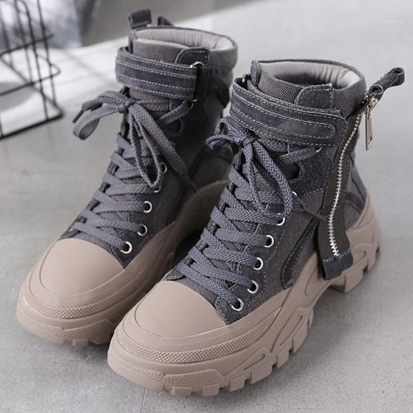 

boots women's new fall 2020 students' versatile bare boots desert net red thick soled leather short1, Black