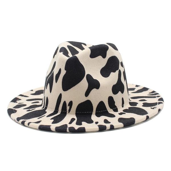 

wide brim hats british style fedora hat women cow print panama jazz caps autumn winter womens wool felt, Blue;gray