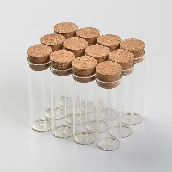 100 Stück 22 x 70 mm, 18 ml, klare, transparente Glasrohrflaschen mit Korkstopfen, leere Dufttee-Samen-Gläser, Fläschchen-Behälter