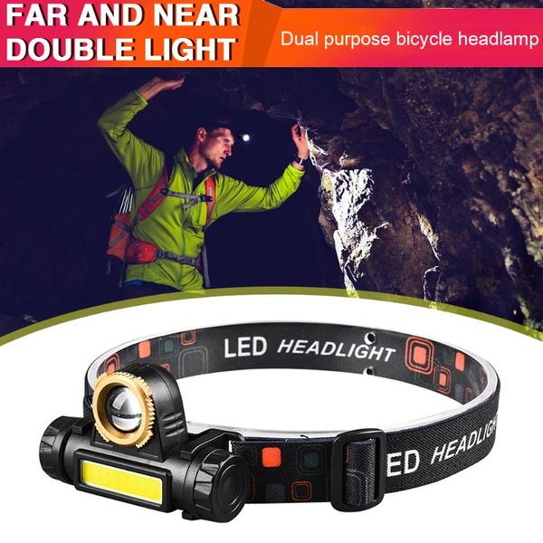 

waterproof bike headlight xpe + cob led 350lm rechargeable camping warning torch for outdoor cycle biking entertainment