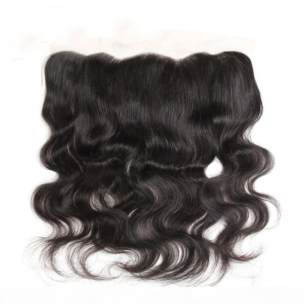 

тело волна 13x4 lace фронтального закрытие бразильского remy волосы свободной часть средней часть природных волосные отбеленные узлы, Black