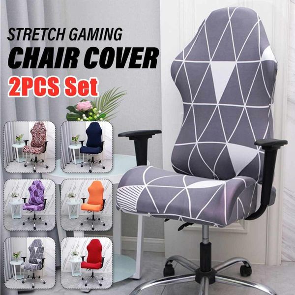 

chair covers 2pcs/set gaming cover removable elastic dustproof computer armchair seat slipcover spandex +backrest