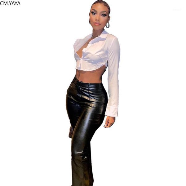 

cm.yaya women party club open back bow long sleeve short blouses & shirts1, White