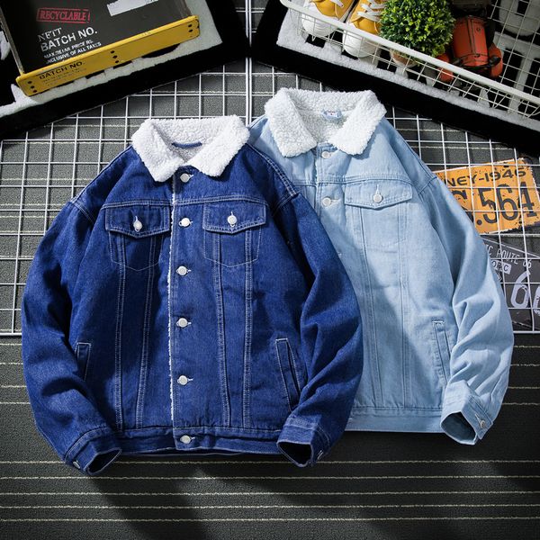 

2021 new style men's winter jacket blue vintage designer denim warm british cotton coats parka hombre 2nbw, Black;brown
