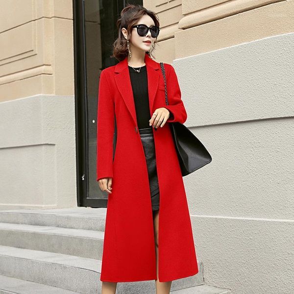

korean double sided cashmere coat for women's middle long woolen coat1, Black