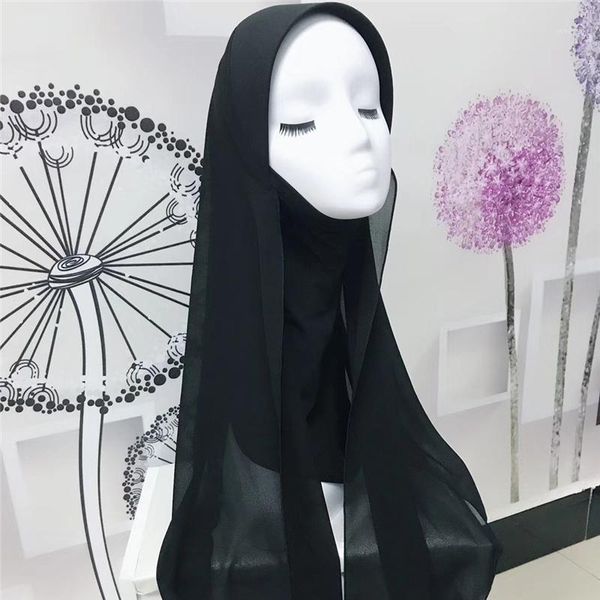 

2019 muslim chiffon instand hijab women plain shawls ladies soft headscarf female turban hijabs one piece hijab femme musulman1, Red