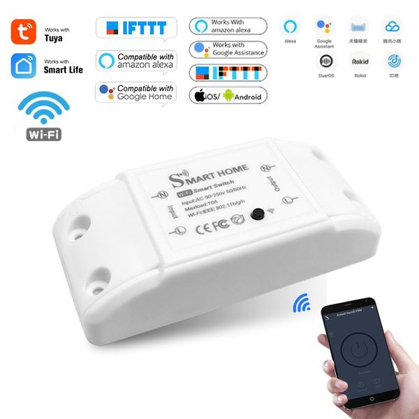 

smart home house wifi wireless remote switch breaker domotic led light controller module alexa google home smartlife tuya app