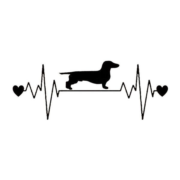 

20.3*7.7cm dachshund heartbeat car stickers reflective vinyl decal car styling truck decoration black/silver s1-0849