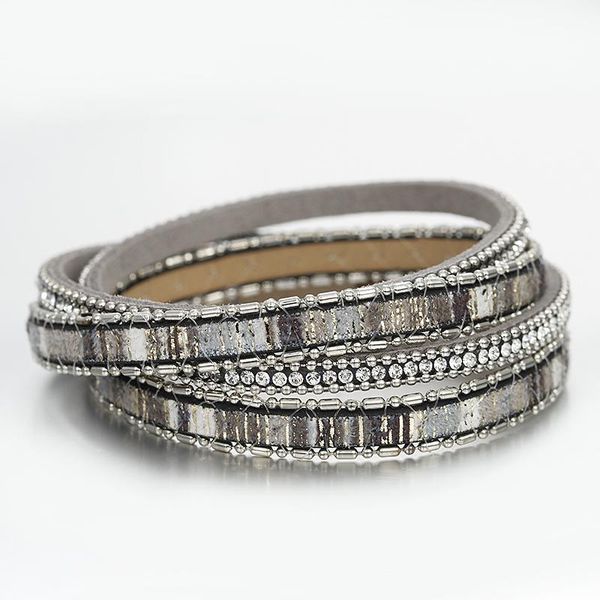 

flashbuy природный камень кожаный браслет 2020 bohemian шарм кристалл wrap браслеты мода для женщин бижутерия оптом jllwtb, Golden;silver