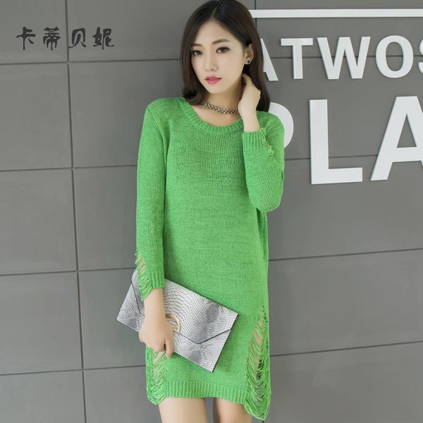 

2021 spring and summer dress in hollow-knit-out fashion new big size woman's sweater uh3j, Black;gray