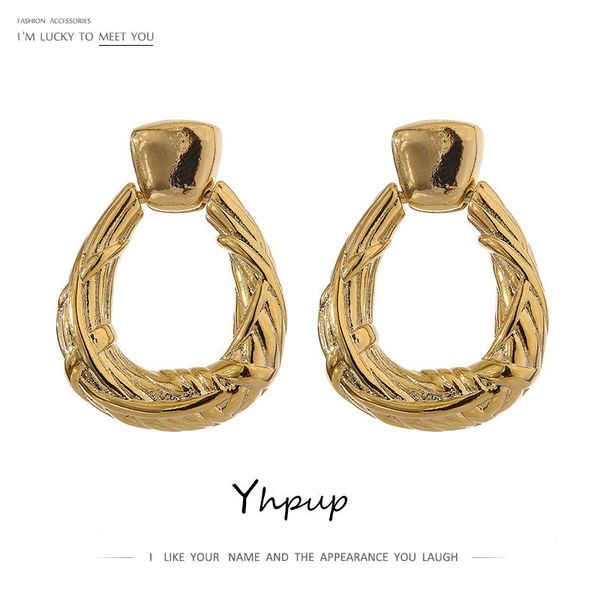 

yhpup statement water drop hollow dangle earrings chic metal zinc alloy texture earrings anniversary jewelry gift kolczyki 2021, Silver