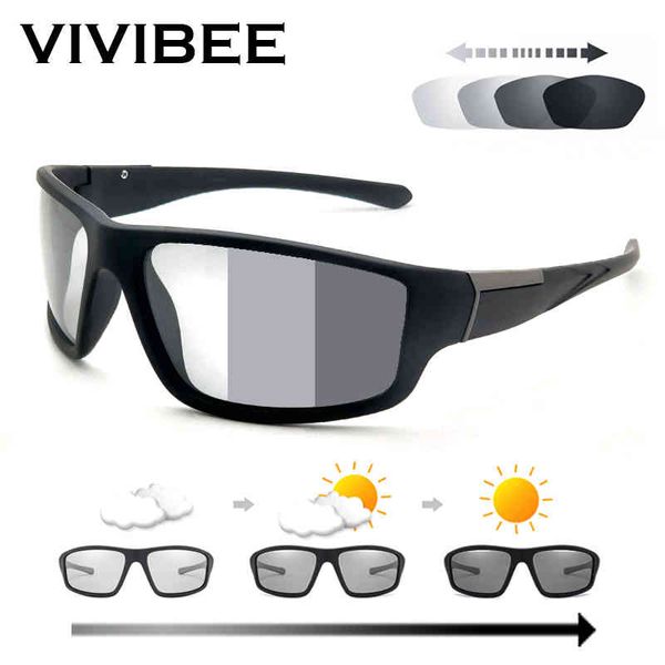 

vivibee men pchromic sunglasses black sports goggles women color changing 100% polarized driving mirror sun glasses, White;black