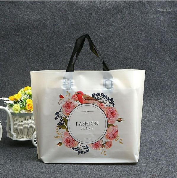 

gift wrap 50pcs thicken plastic loop handle bag clothing boutique shopping bag1