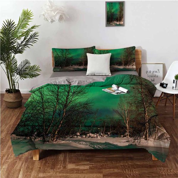 

snowy frozen road path between leafless trees finland parkbedding 3-piece set