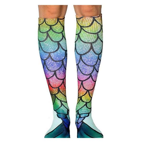

mermaid 3d print socks mermaid tail beach socks lady mermaid stockings fashion knee high socks fish scales sock long jlleik mx_home