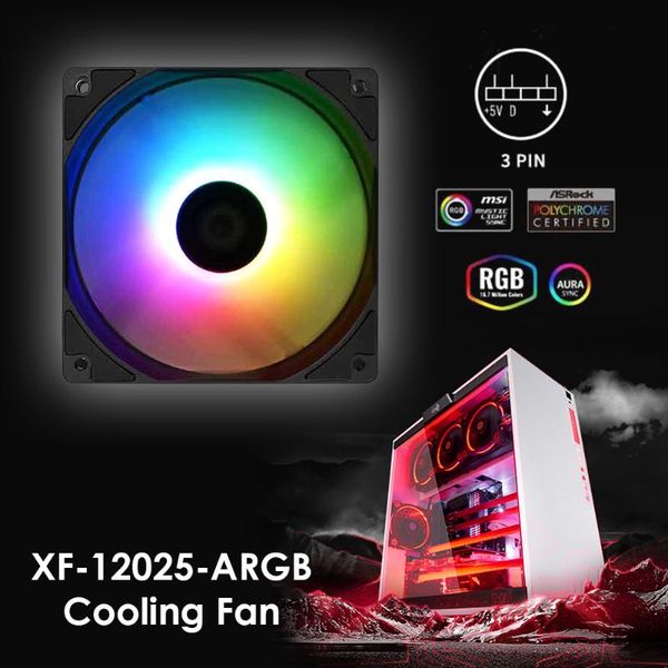 

air cooled fan xf-12025-argb pwm pc case fan