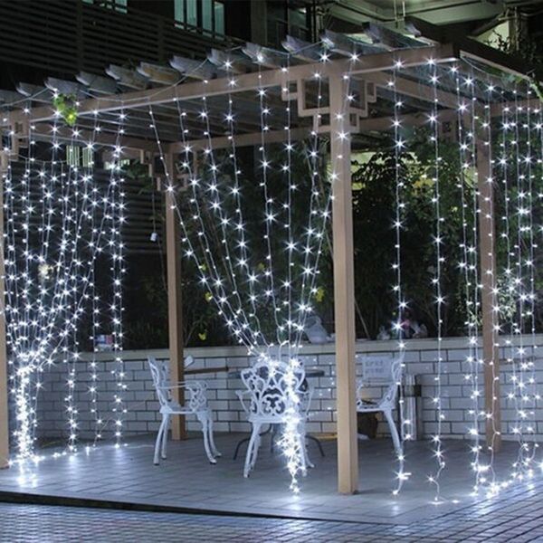 

led curtain light christmas sky full of stars string lights wedding decoration outdoor rainproof lantern 300leds 3*3m warm light white light