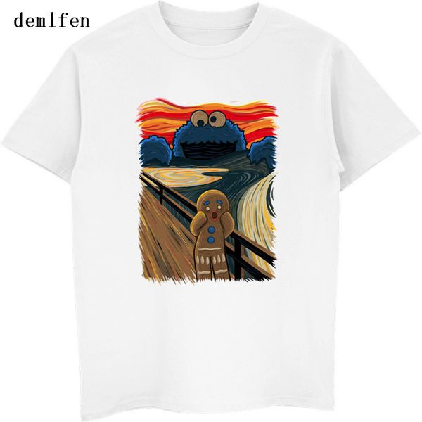 

спорт новых смешных cookie monster printed t shirt лето мужской новизна с коротким рукавом o-образный вырез хлопка рубашка вскользь tops tee