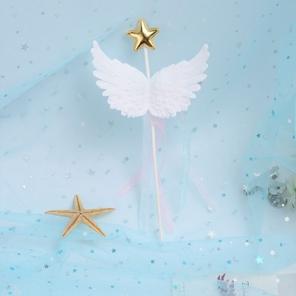 

uxunl angel wings heart plug-in star ribbon accessoriescake tassel cake flag-inserting site decoration plug-in accessories stereo accessorie
