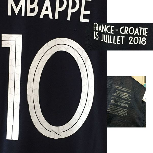 

2018 final match worn player issue mbappe cusomize any name number soccer nameset patch printing