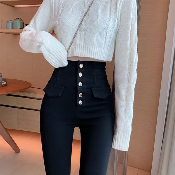 

2020 autumn new neck short sweater + high waist slim pencil pants two piece women's fashion suit