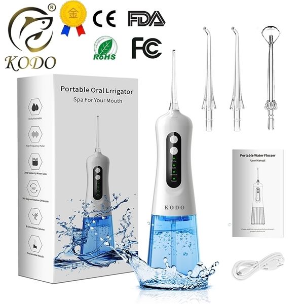 

kodo oral irrigator for teeth water flosser usb rechargeable portable dental jet 300ml irrigador dental floss 220228