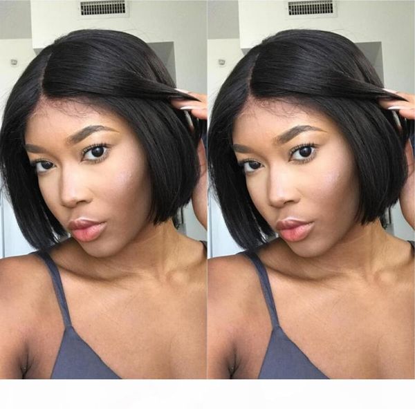 

lace front human hair wig black brazilian remy short bob for women pluck with baby hair full lace human hair bob wig, Black;brown