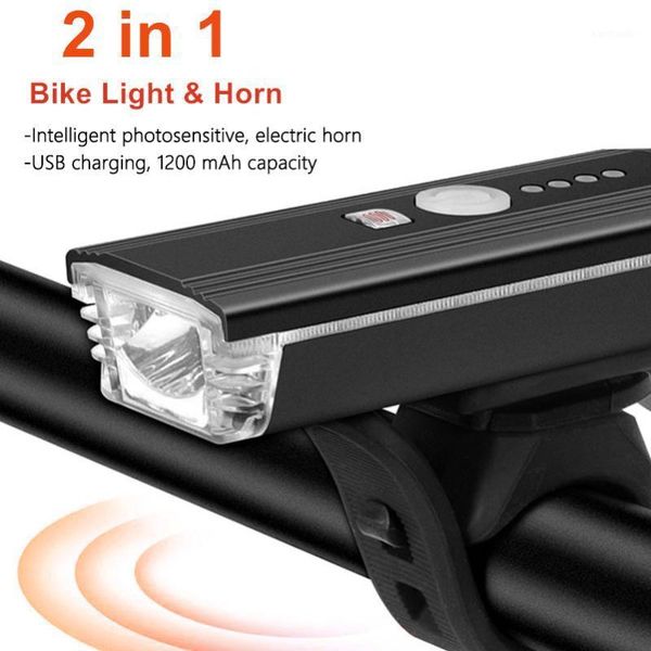 

bike lights 1200mah smart induction bicycle front light usb rechargeable 300 lumen led headlight with horn mtb cycling1